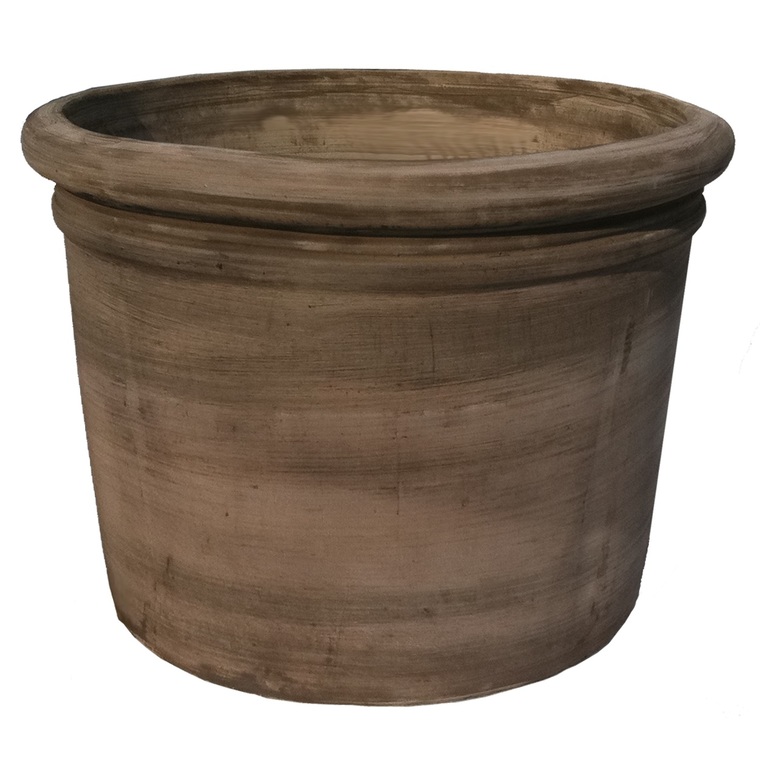 Vase cilindro gris en terre cuite naturelle H 38 x Ø 55 cm