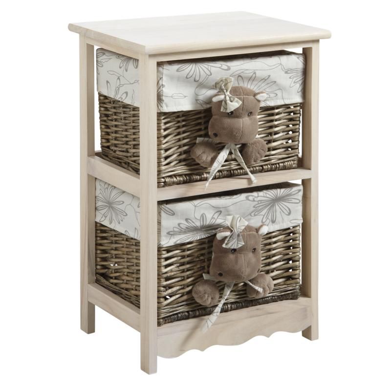 Commode 2 tiroirs Hippopotames