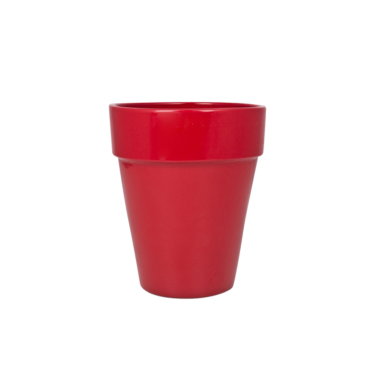 Pot en terre emaillée Ø17x h20 Rouge