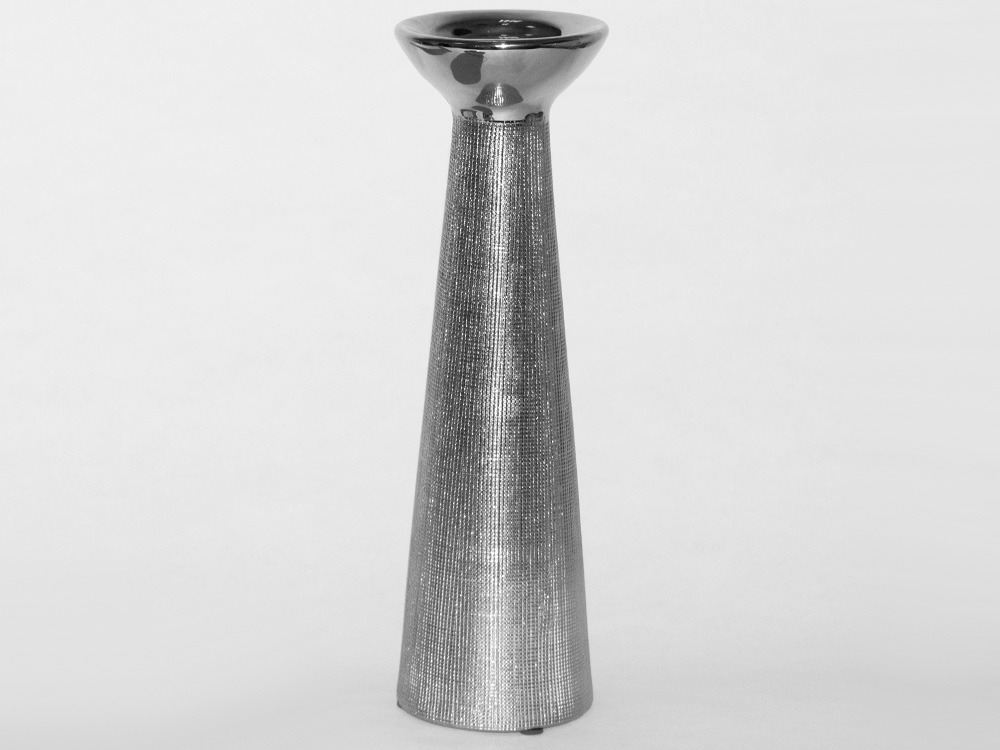 Bougeoir Cofou grand en céramique couleur argent