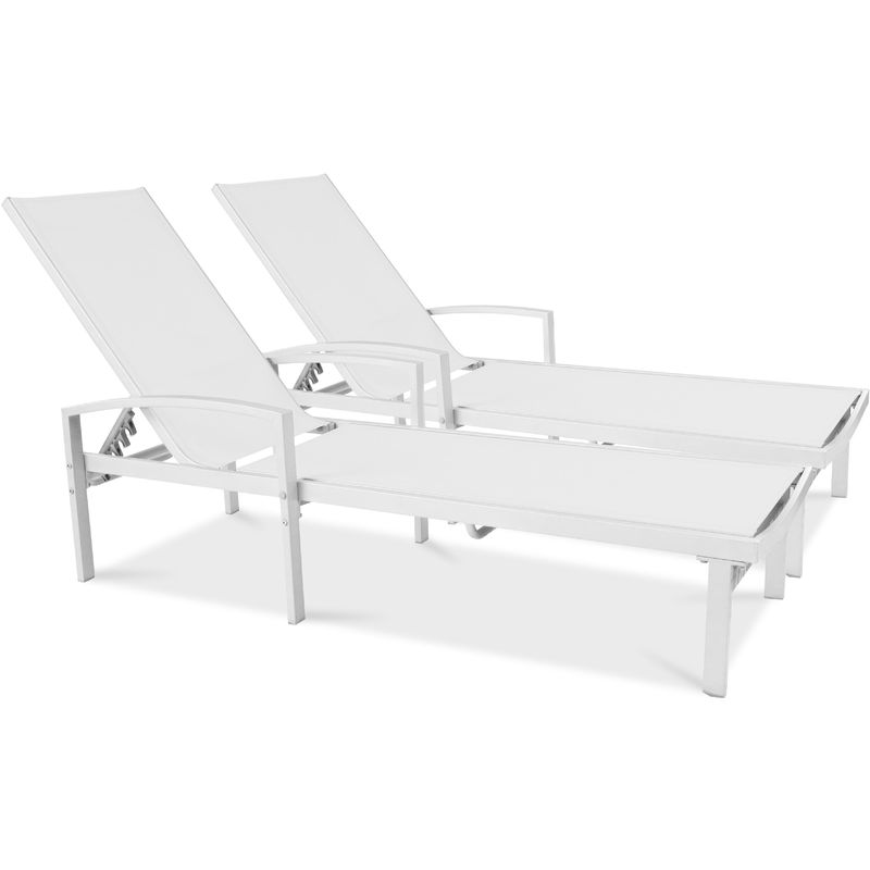 Bains de soleil lot de 2 Blanc - OVIALA