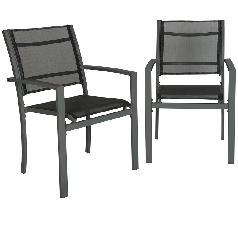 2 Chaises de Jardin, de Camping ou de Salon en Métal et Tissu - Solides - 56 cm x 62 cm x 88 cm Gris Foncé - TECTAKE 2 Chaises de Jardin, de Camping ou de Salon en Métal et Tissu - Solides - 56 cm x 62 cm x 88 cm Gris Foncé - TECTAKE