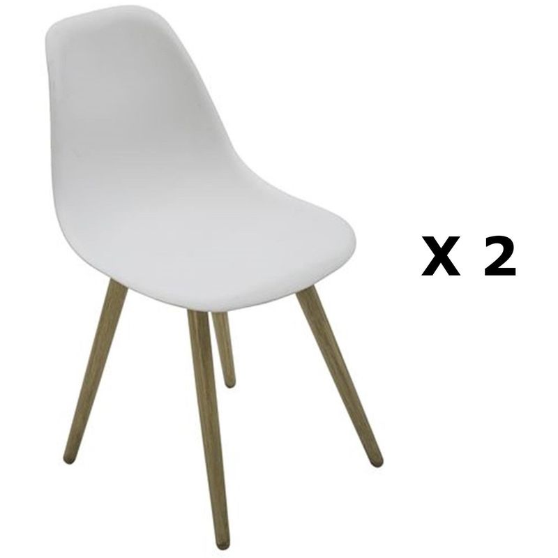 2 Chaises de jardin scandinave North - Blanc pieds effet bois - HESPERIDE 2 Chaises de jardin scandinave North - Blanc pieds effet bois - HESPERIDE