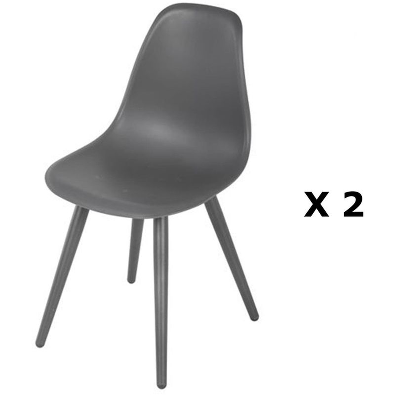 2 Chaises de jardin scandinave North - Gris foncé - HESPERIDE 2 Chaises de jardin scandinave North - Gris foncé - HESPERIDE