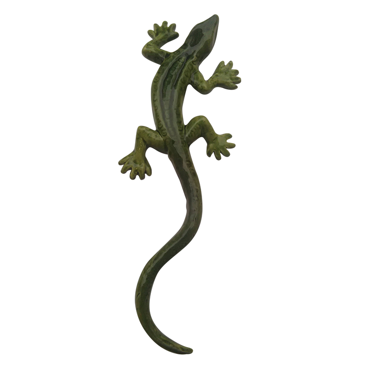 Statue de jardin lézard vert nuancé L 26 cm