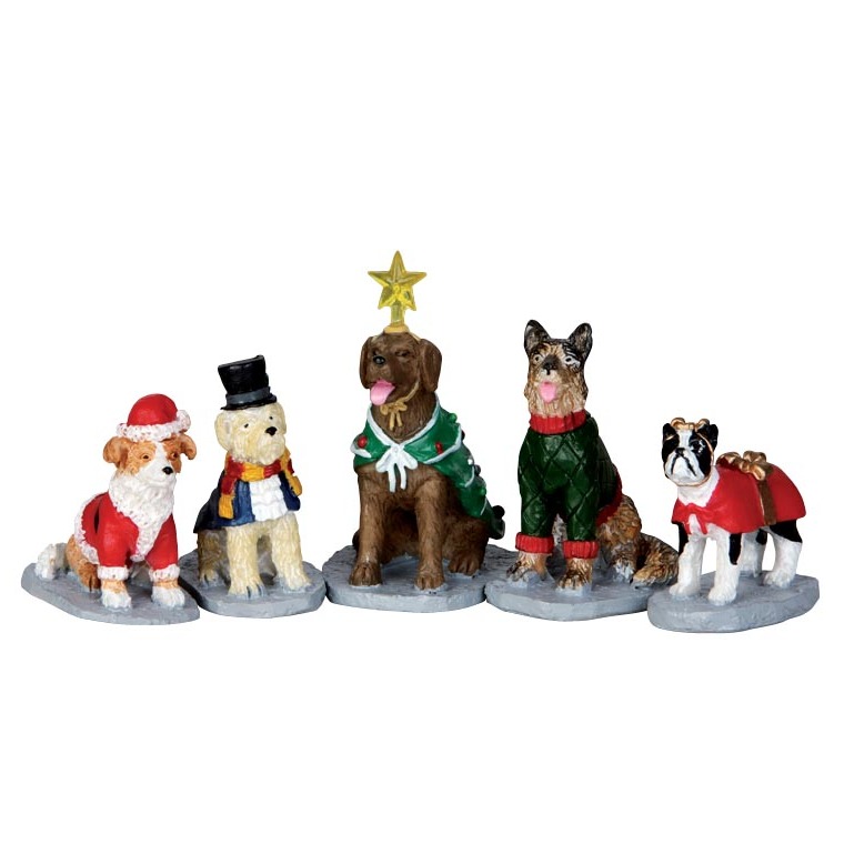 Figurine Ensemble de 5 chiens costumés 10.5 x 3.6 x 4.9 cm