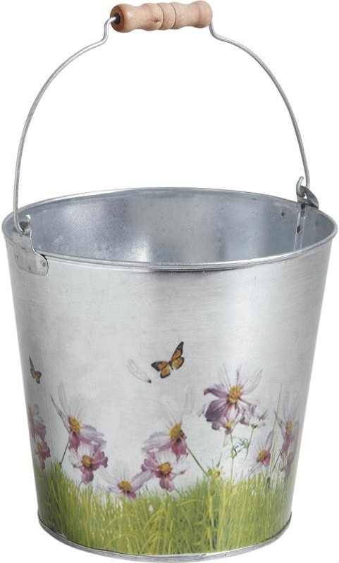 Cache pot Seau fleuri en zinc Naturea
