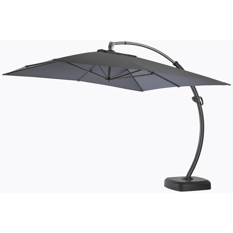 Parasol déporté3,5 m x 3,5 m gris en arc + pied