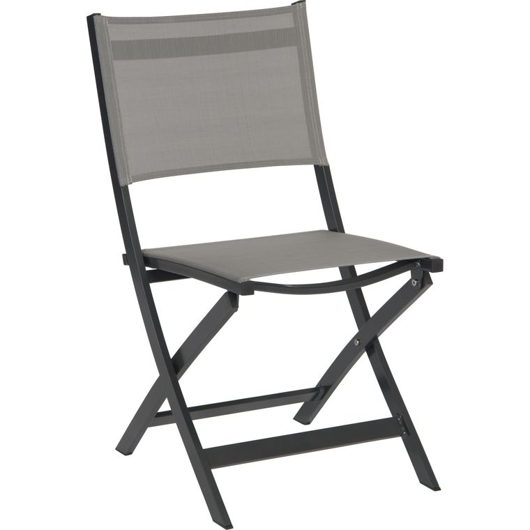 Chaise pliante JOE aluminium et textilène gris