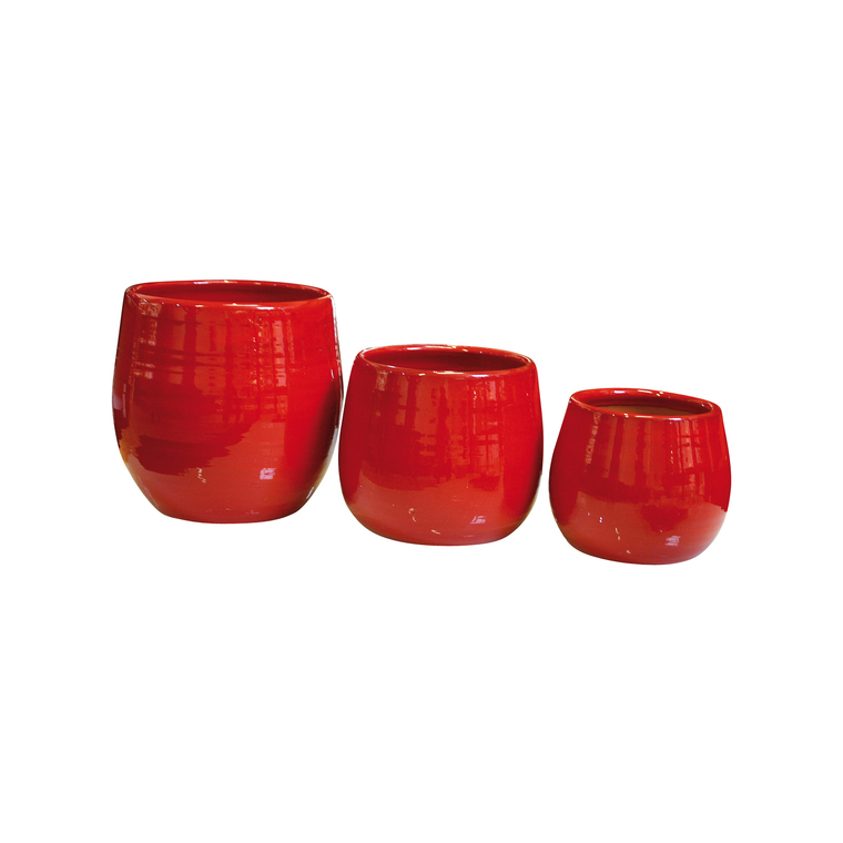 Pot Cancale coquelicot en terre cuite émaillée H 14 x Ø 14 cm