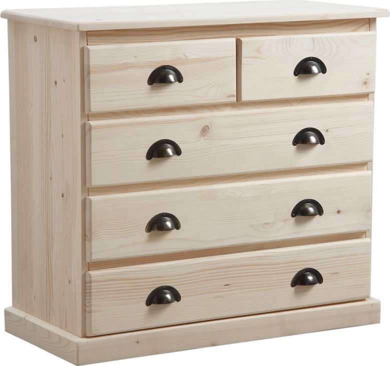 Commode 5 tiroirs en bois brut