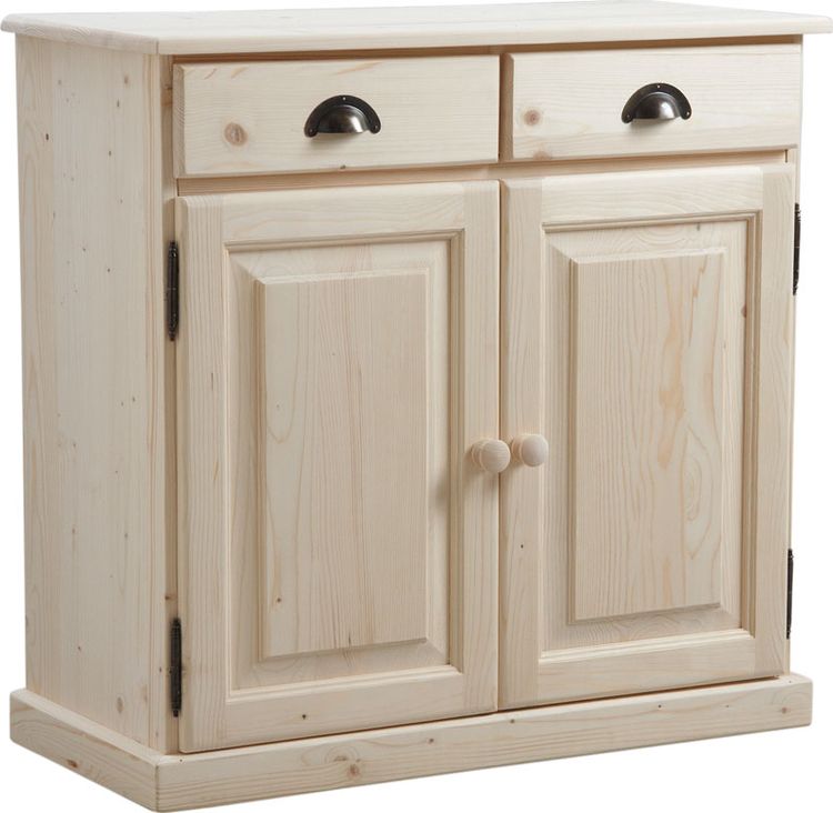 Buffet en bois brut 2 portes 2 tiroirs
