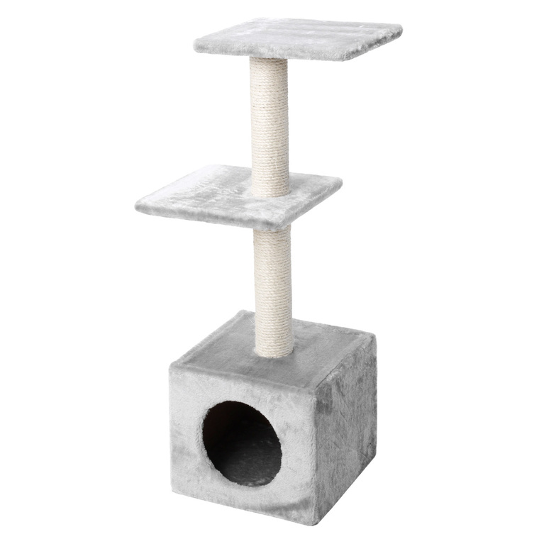 Arbre à chat avec panier et griffoir coloris gris Palazzo - 90 cm