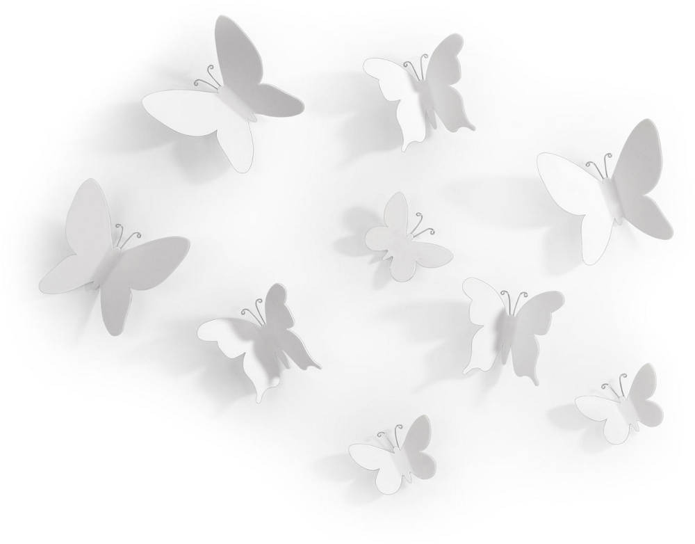 Décor mural adhésif 9 papillons blancs