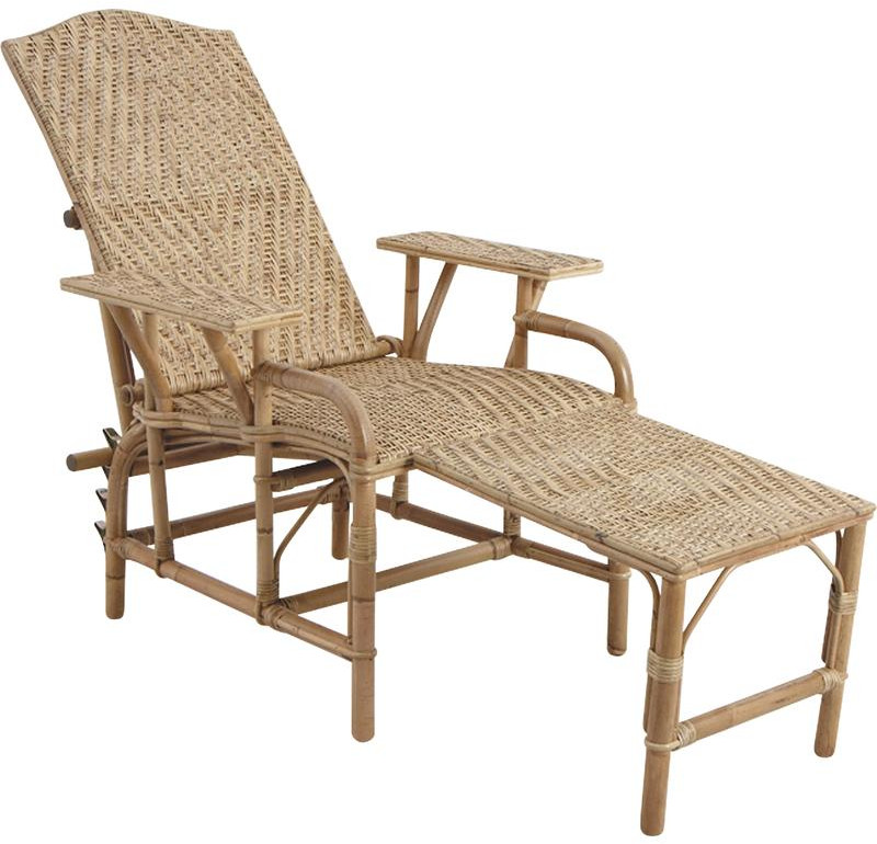 Chaise longue en manau et lame de rotin
