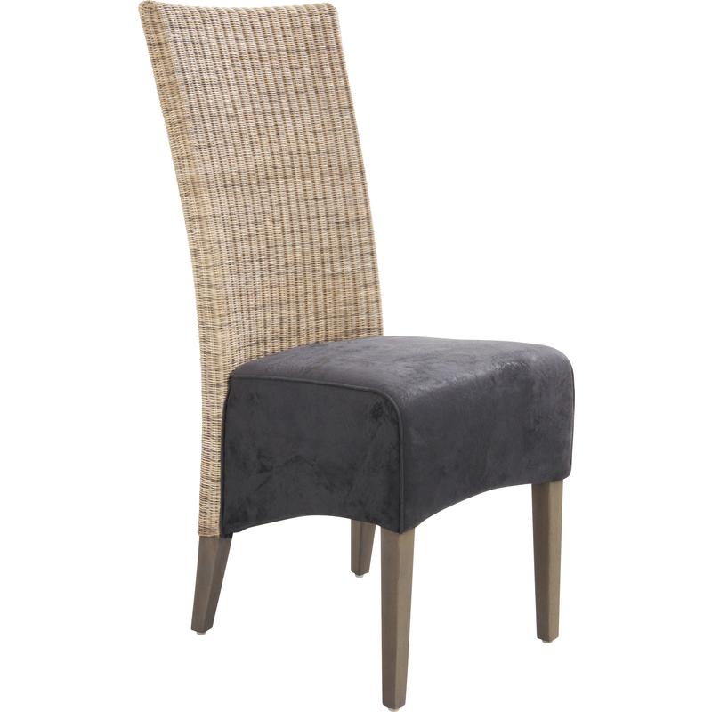 Chaise rotin et teck teinté gris Prestige