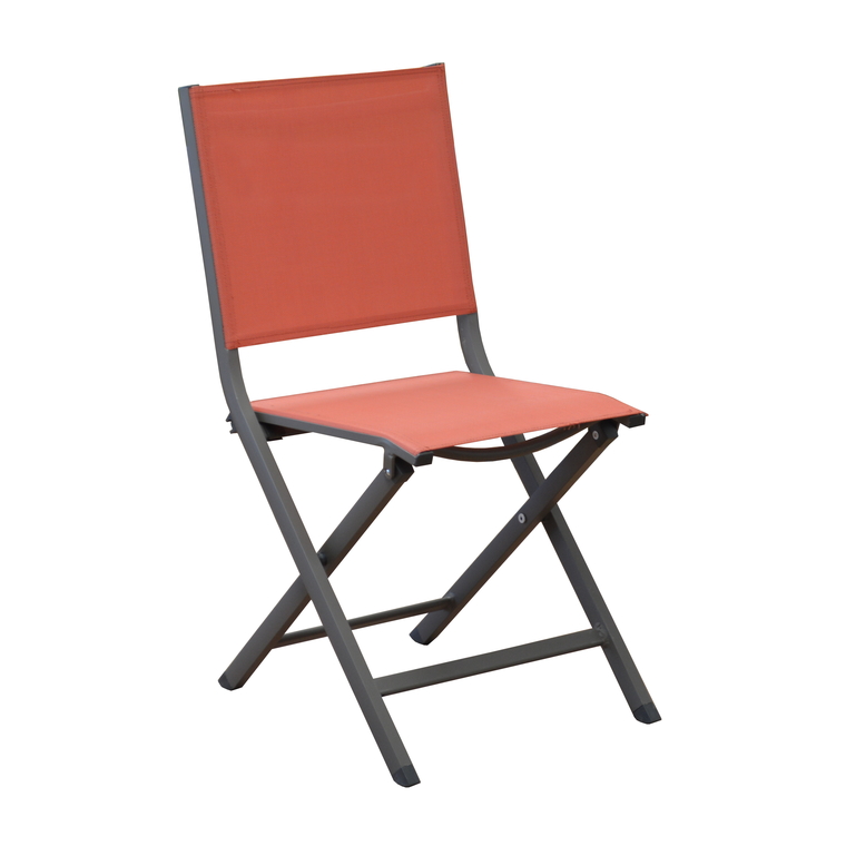 Chaise pliante MAX alu et textilène café/paprika