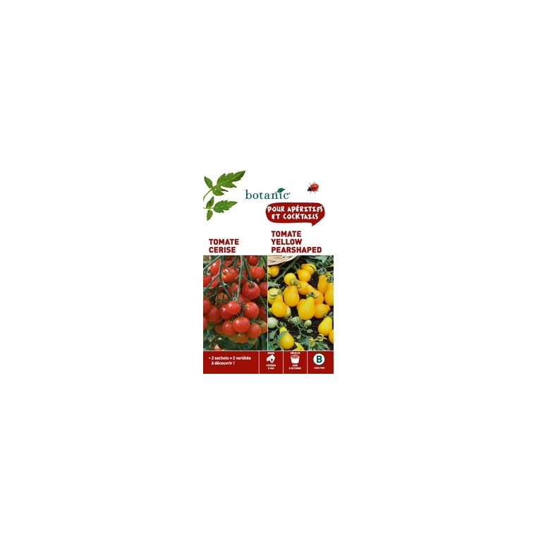Tomate cerise rouge  +  tomate yellow pearshaped Duo potagere