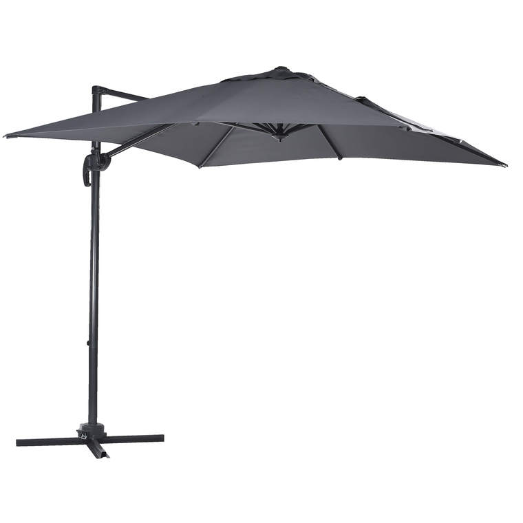 Parasol déporté à manivelle carré 2,5 m gris