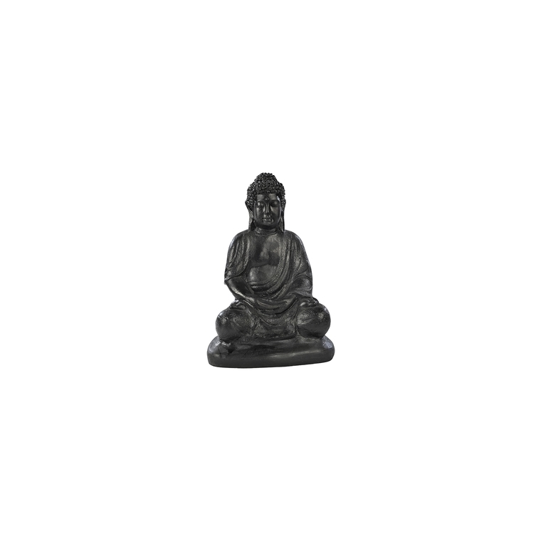 Bouddha sur socle en béton coulé ciré noir ardoise petit modèle 38 cm