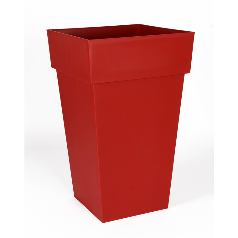 Pot Toscane carré haut rouge L.40 x l.39 x H.65 cm