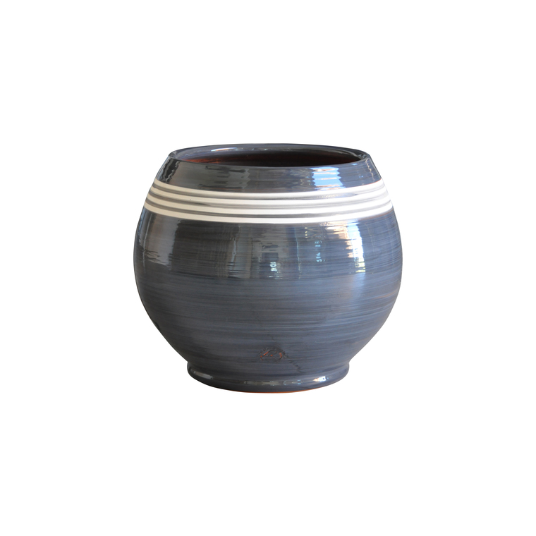 Pot Bahia nuance de craie en terre cuite émaillée H 38 x Ø 35 cm