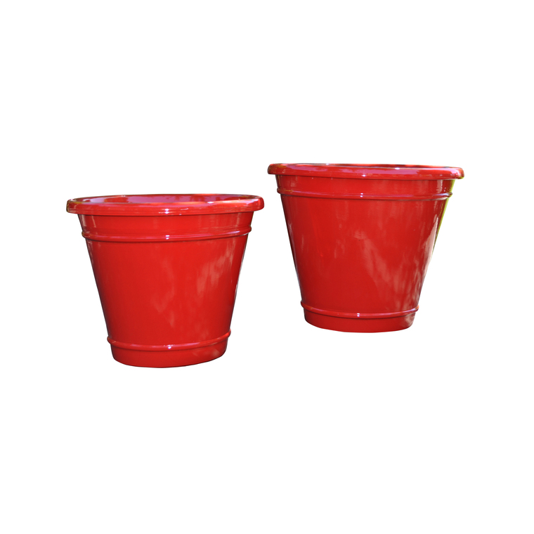pot Cuvier coquelicot en terre cuite émaillée H 37 x Ø 45 cm