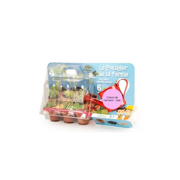 Coffret jardinage enfant Le potager de la ferme rose