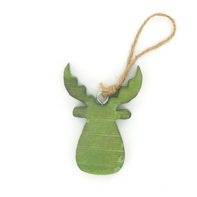 Tête de renne  vert en bois