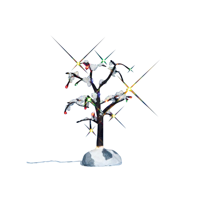 Arbre enneigé lumineux multicolore 11.5 x 11 x 14 cm