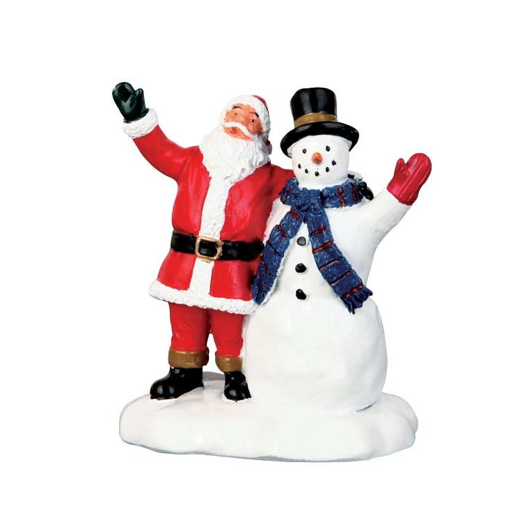 Figurine Père Noël et Bonhomme de Neige 6.5 x 4.4 x 8cm