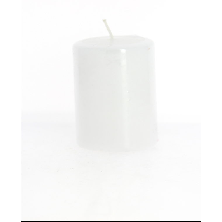 Bougie cylindrique métal blanc 6x8 cm