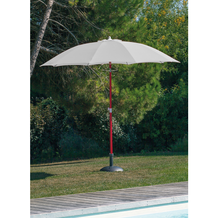 Parasol droit rouge et blanc, D 2,7 m