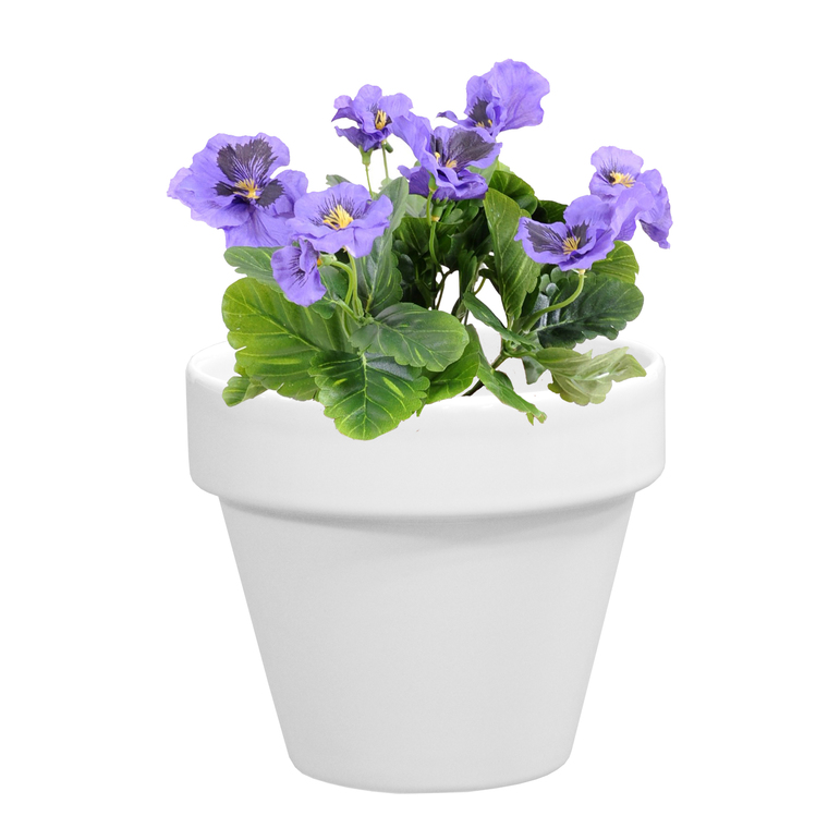 Pot horticole en terre cuite émaillée Blanc – D14 x H12