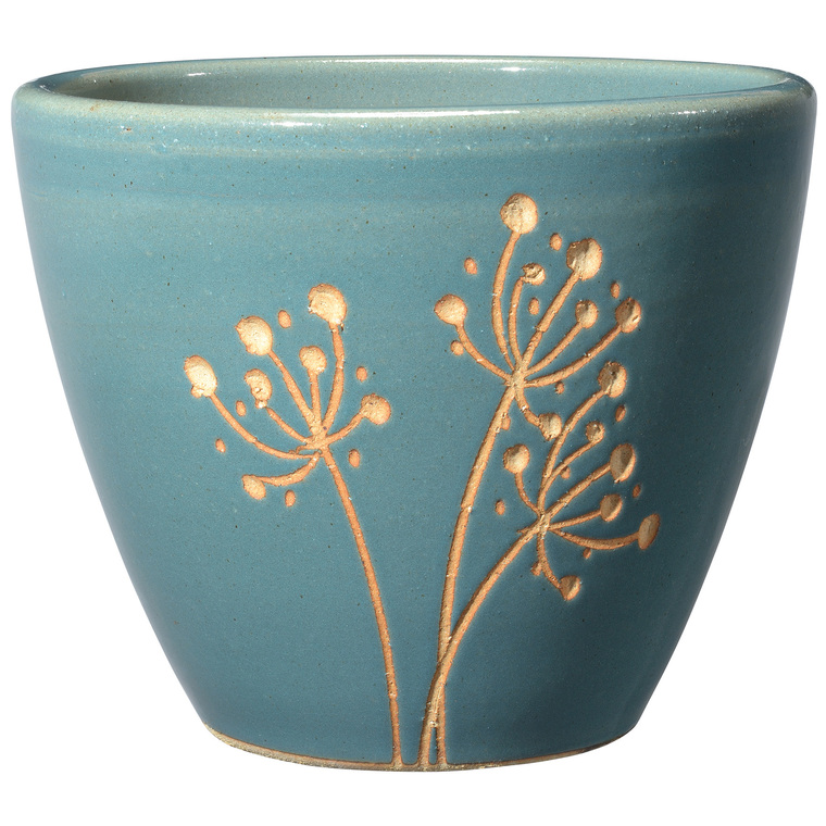 Vase Akène bleu en terre cuite émaillée - D34 x H27