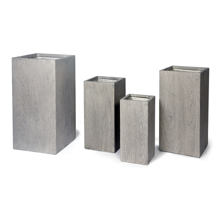 Grand pot carré haut LIA S/4 gris beige 128 L
