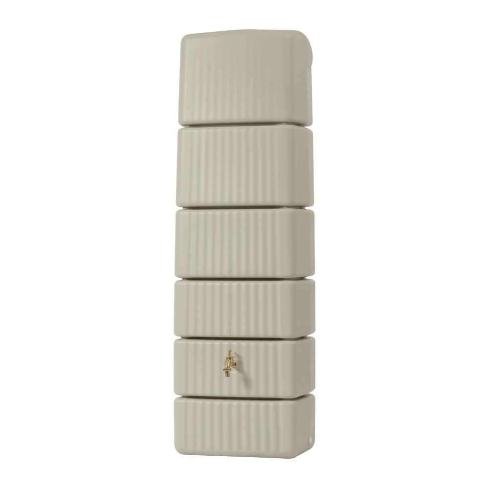 Récupérateur d'eau de pluie mural GARANTIA Slim 300L beige - Avec collecteur