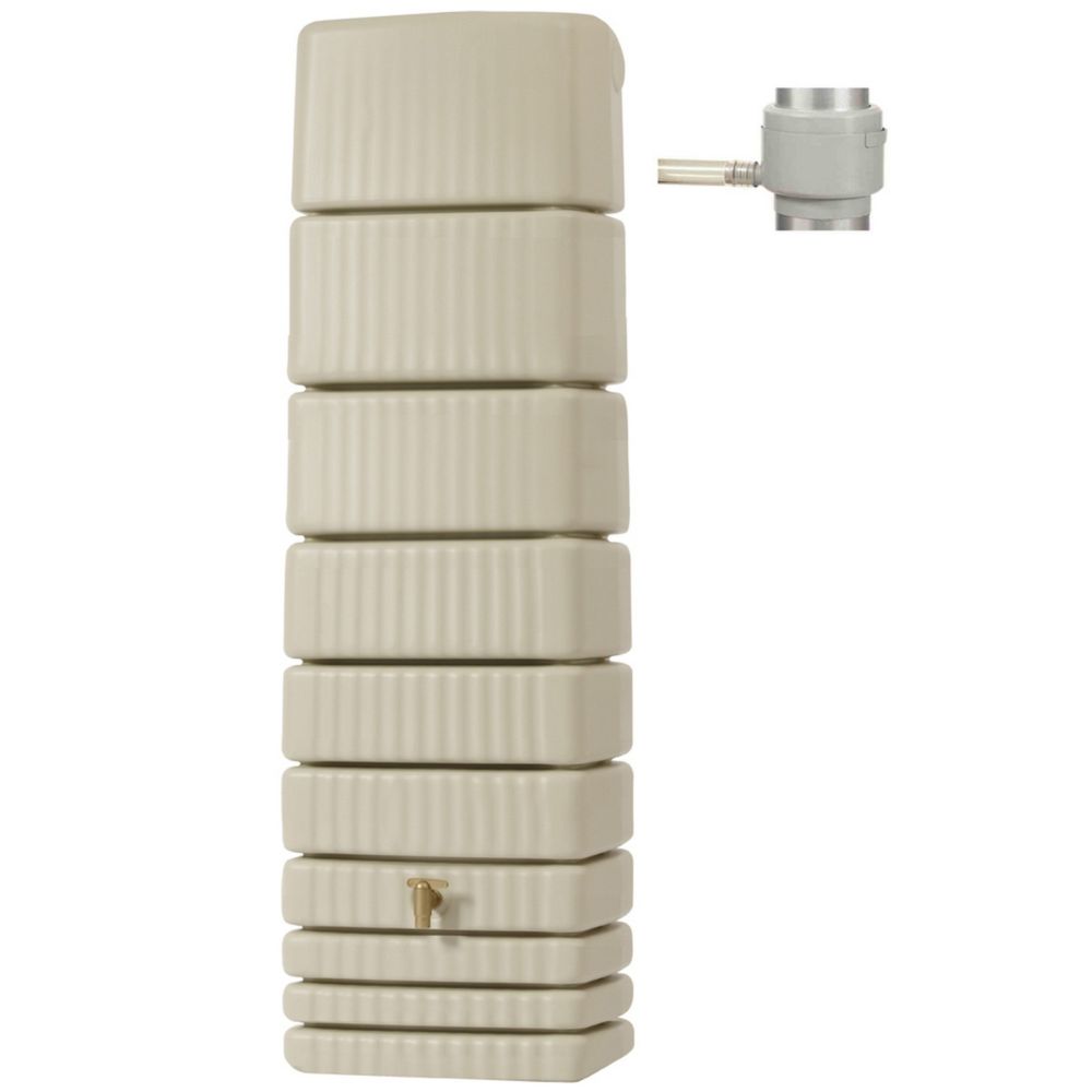 Récupérateur d'eau de pluie mural GARANTIA Slim 650L beige - Avec collecteur