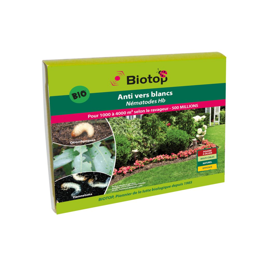 Nématodes Hb contre vers blancs BIOTOP - 500 millions pour 1000 m² de traitement