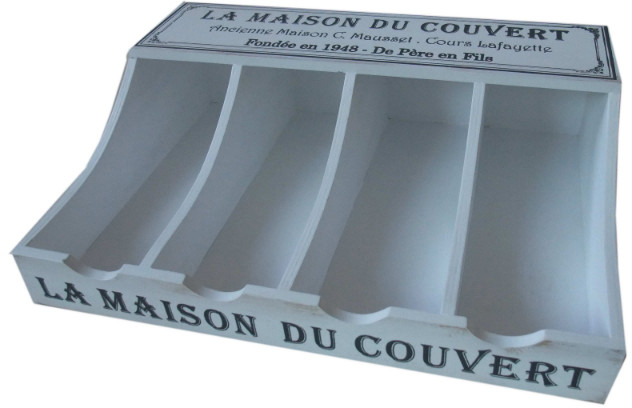 Range couverts en bois blanc 40 x 30 x 11 cm