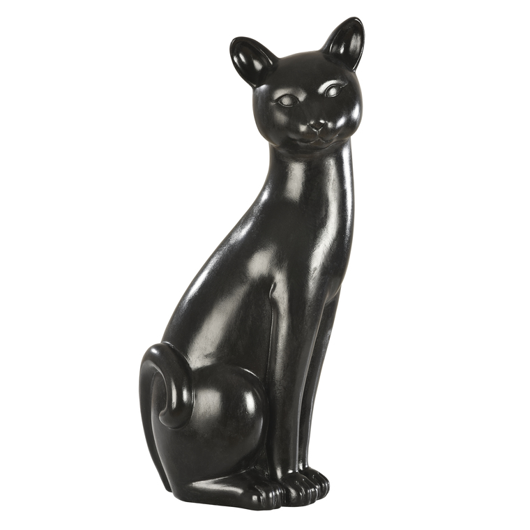 Chat décoratif en béton ciré anthracite Grand modèle 58 cm