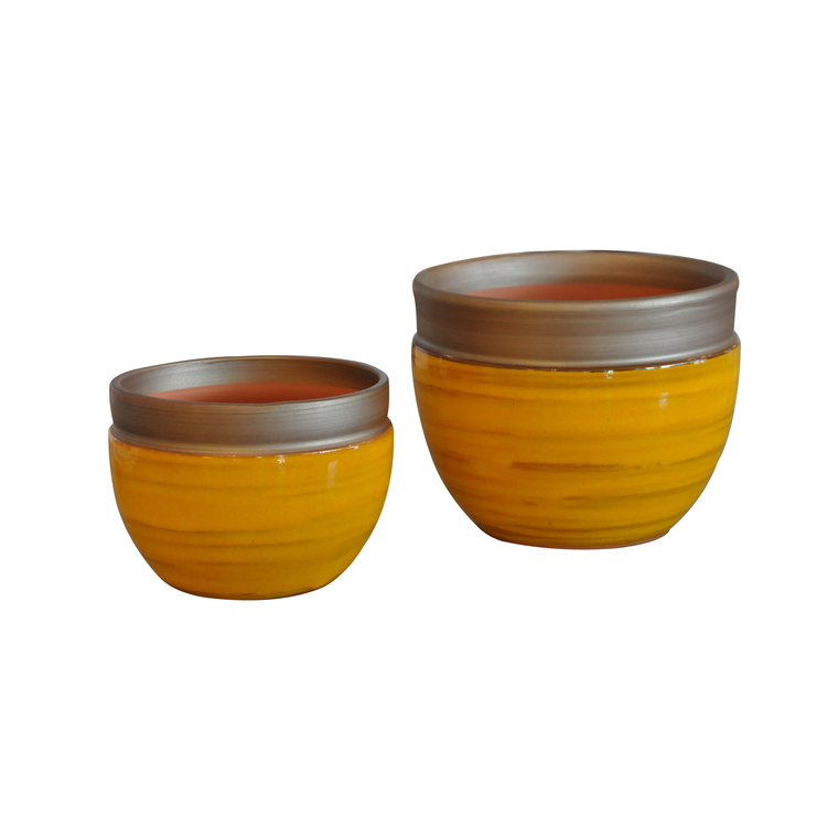 Pot Austral Ibiza Sunshine en terre cuite émaillée H 16 x Ø 20 cm