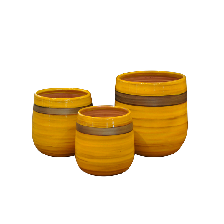 Pot Saintrop Ibiza Sunshine en terre cuite émaillée H 21 x Ø 20 cm