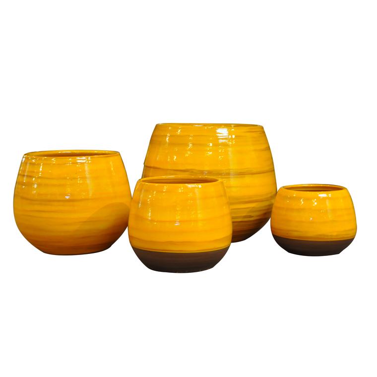 Pot Cancale Ibiza Sunshine en terre cuite émaillée H 14 x Ø 14 cm