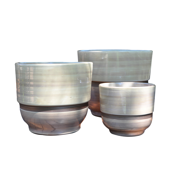 Vase rebord Sur la dune en terre cuite émaillée H 27 x Ø 30 cm