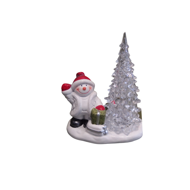 Bonhomme de neige et sapin lumineux