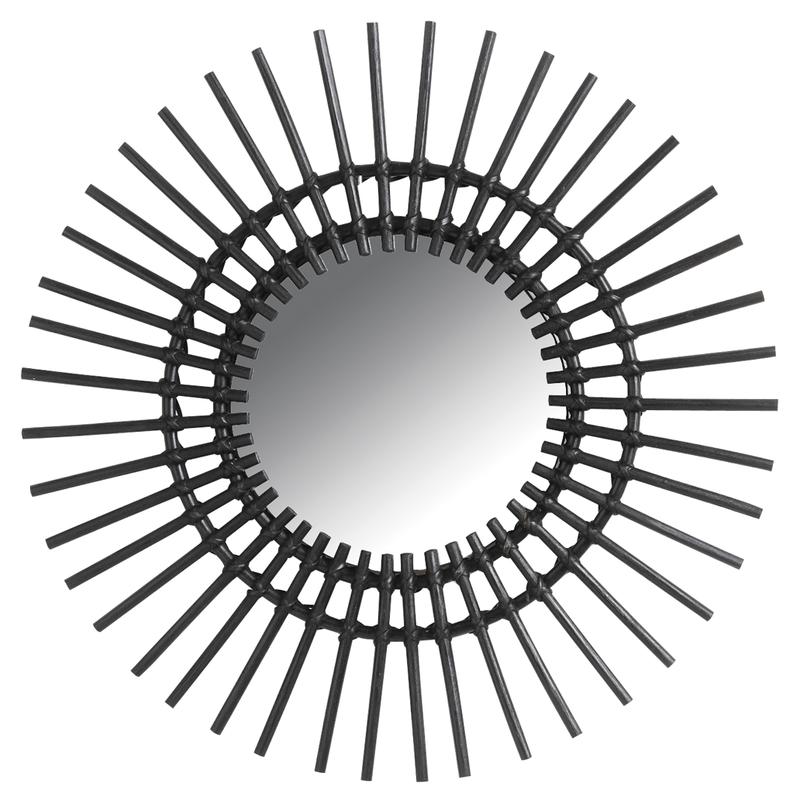 Miroir déco Vintage rotin noir