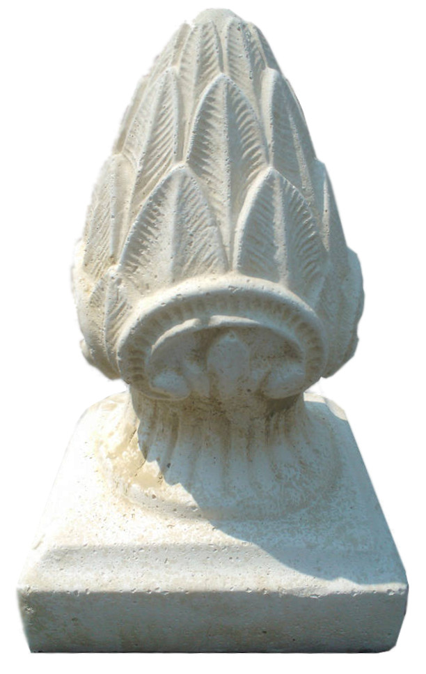 Pomme de pin en pierre reconstituée avec socle carré