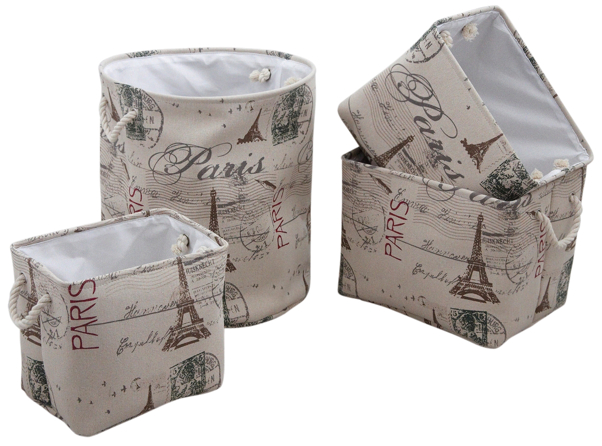 Panier à linge Paris avec corbeilles en jute (Lot de 4)