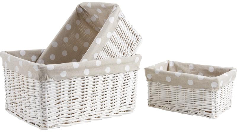 Grandes corbeilles osier blanc (Lot de 3)